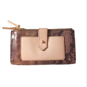 Margot Leather Snakeskin Double Pouch Bi-fold Wallet